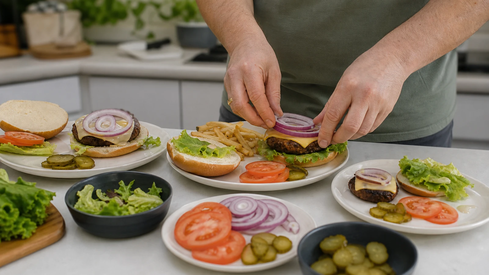 Illustration contextuelle de Ajuster les portions autour d’un repas burger