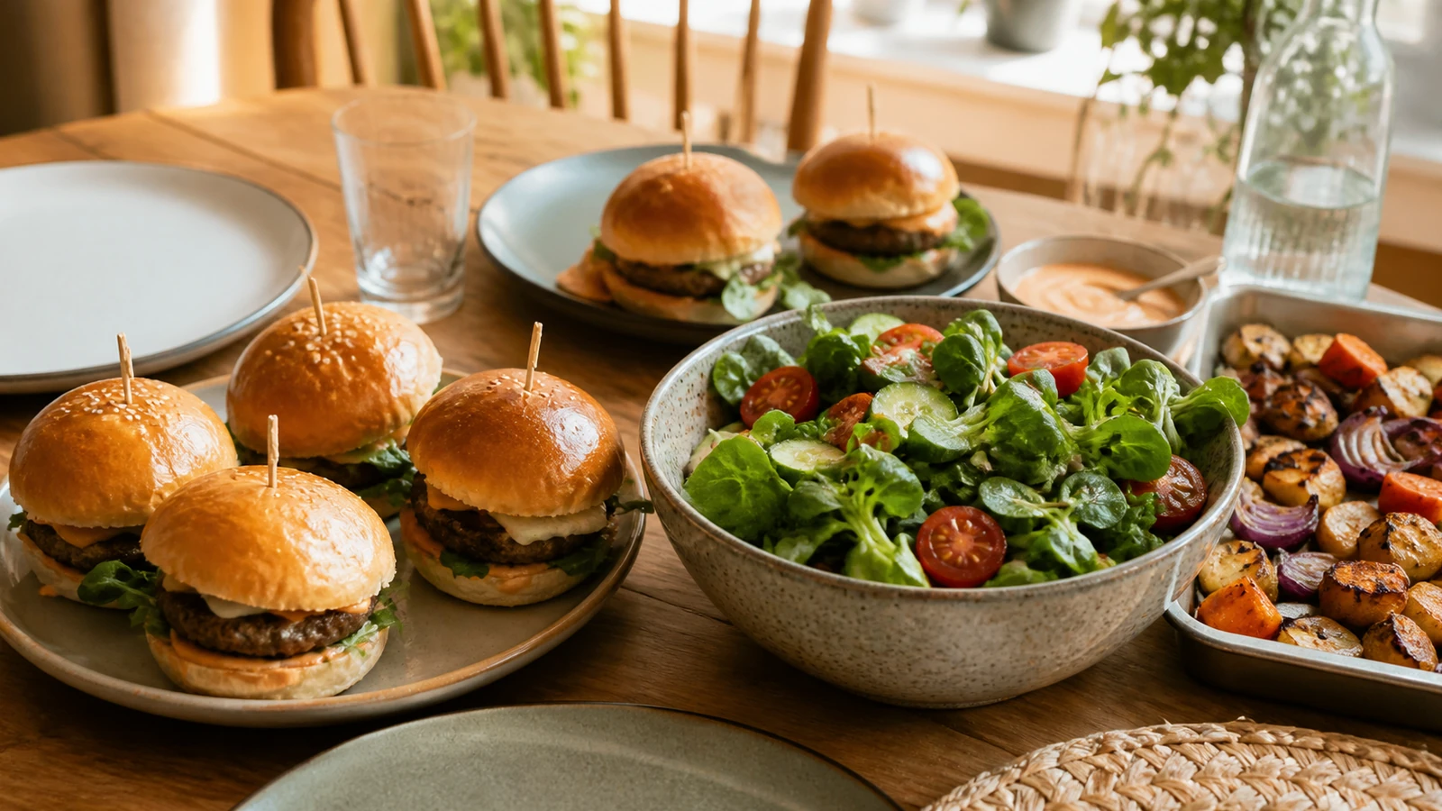 Détail cuisine lié à Ajuster les portions autour d’un repas burger