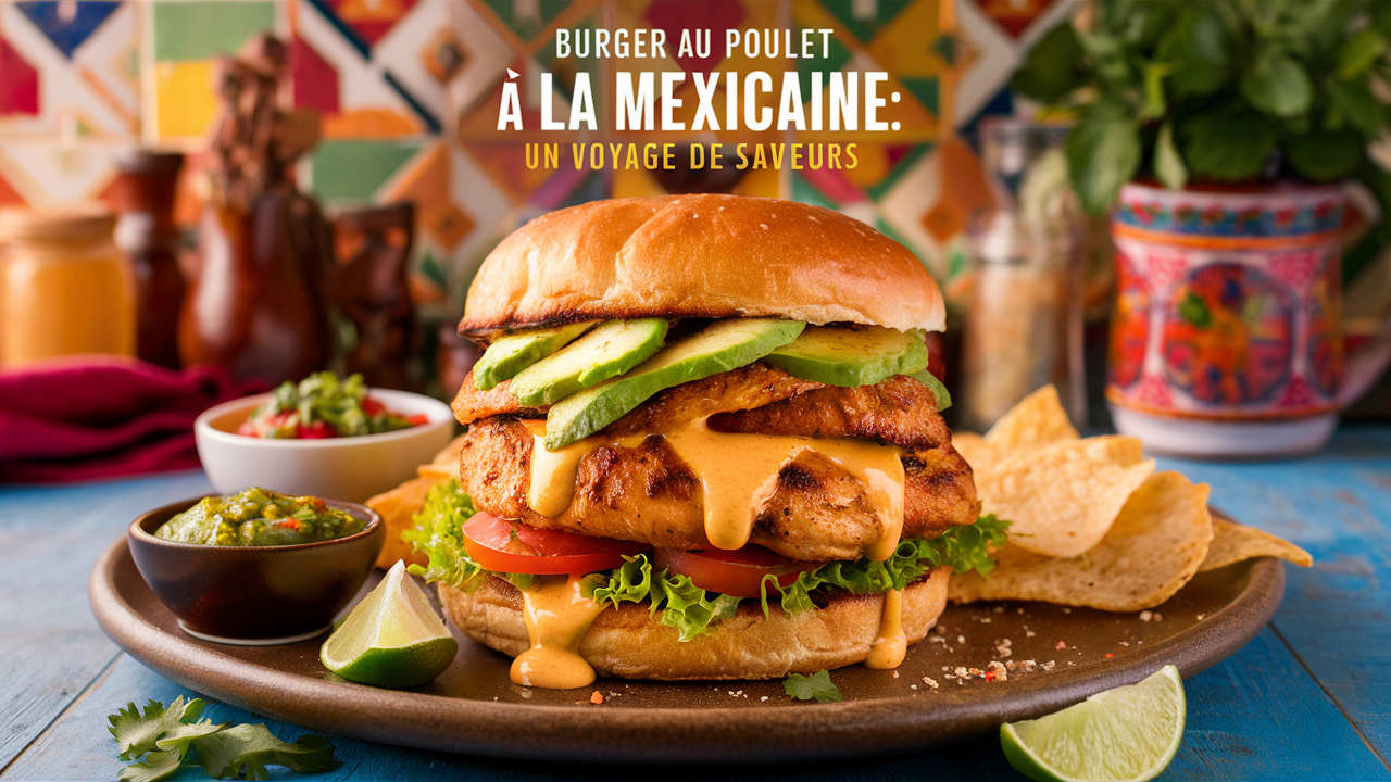 découvrez le burger au poulet à la mexicaine, un véritable voyage de saveurs qui allie le croustillant du poulet épicé à la fraîcheur des ingrédients authentiques. savourez chaque bouchée avec des notes de salsa, avocat et épices mexicaines, pour une expérience gustative inoubliable!