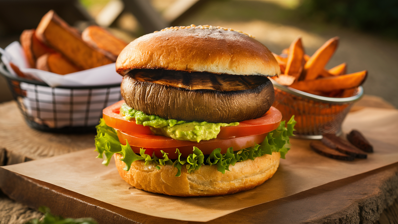 découvrez notre burger aux champignons, une savoureuse alternative végétale qui ravira vos papilles. avec ses ingrédients frais et ses délicates saveurs, ce plat est parfait pour ceux qui cherchent à savourer un repas gourmand tout en adoptant un mode de vie sain.