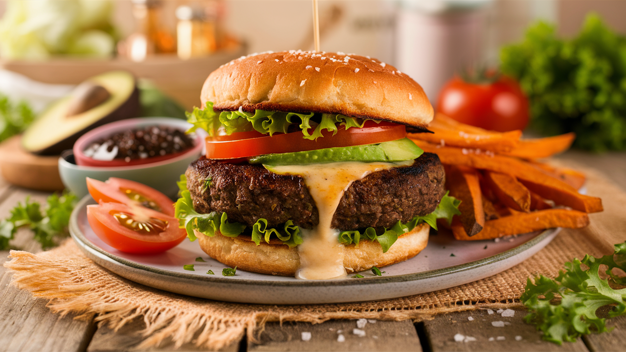 découvrez notre burger végétarien aux haricots noirs, une alternative savoureuse et gourmande pour tous les amateurs de bons plats. avec des ingrédients frais et savoureux, ce burger satisfera vos envies tout en mettant en avant une cuisine végétale pleine de goût !