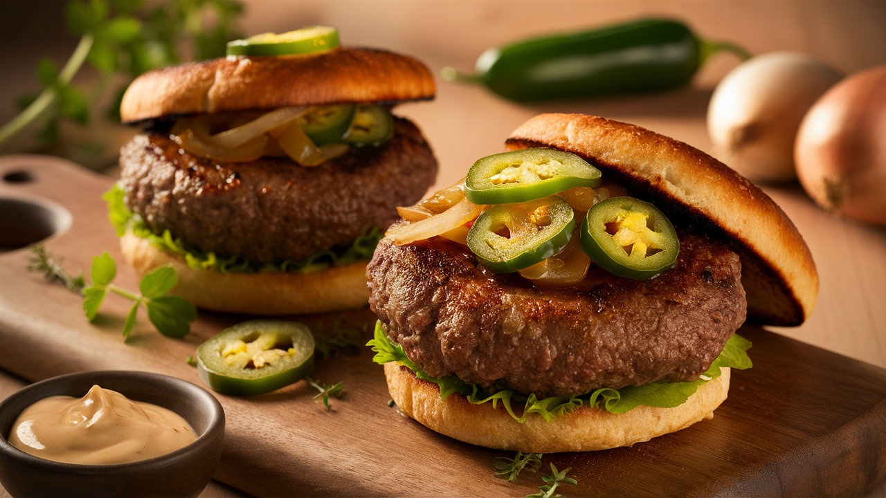 découvrez notre recette des burgers écrasés aux jalapeños et oignons, un mélange savoureux de viande juteuse, de jalapeños piquants et d'oignons caramélisés, parfait pour émerveiller vos papilles. idéal pour vos soirées barbecue ou un repas convivial en famille !