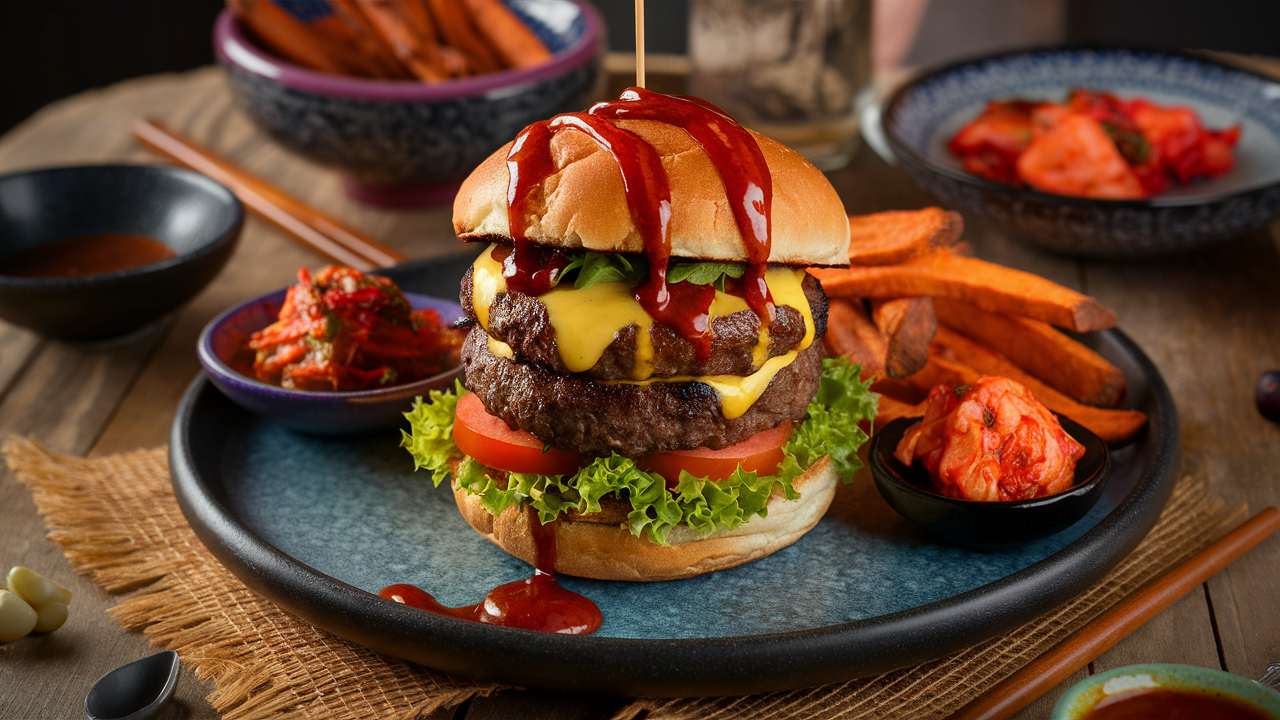 découvrez l'alliance parfaite de la cuisine coréenne et du burger avec nos burgers au gochujang. une explosion de saveurs épicées et sucrées qui saura ravir vos papilles et apporter une touche d'originalité à vos repas !