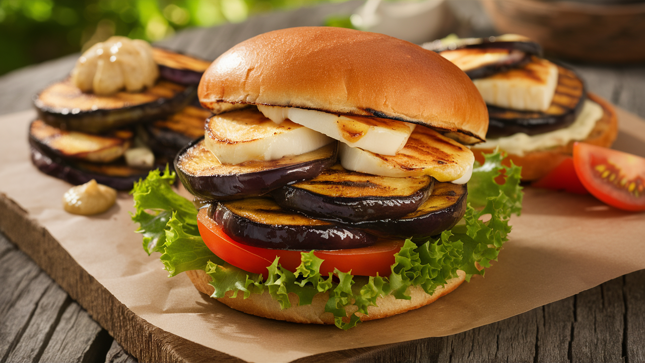 découvrez nos burgers d'aubergines et halloumi, une savoureuse alternative végétarienne qui allie la douceur des légumes à la richesse du fromage grillé. parfaits pour un repas sain et gourmand, ces burgers raviront vos papilles et apporteront une touche originale à vos soirées!