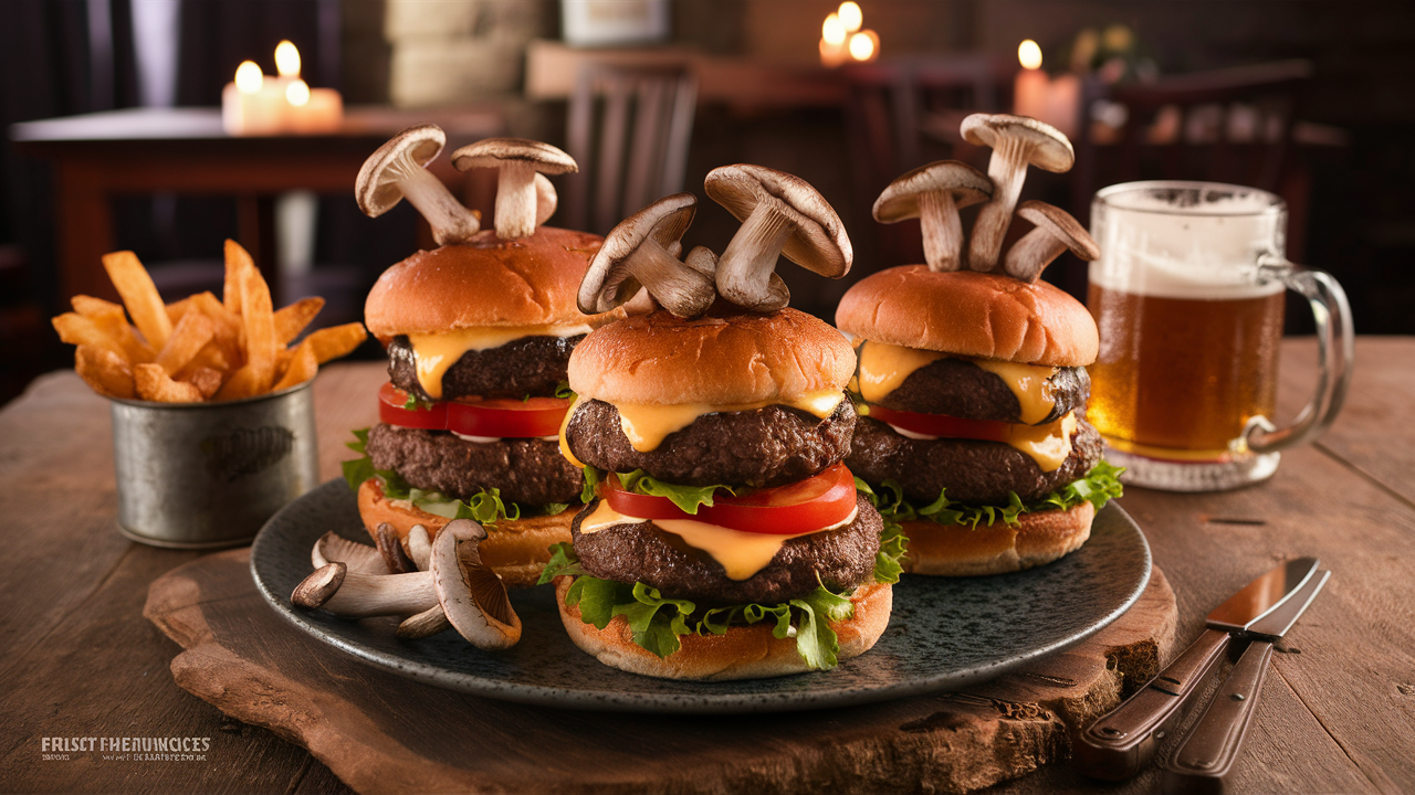 découvrez des burgers de taverne savoureux, garnis de champignons enivrés, qui marient des saveurs authentiques et une expérience gastronomique unique. un délice pour les amateurs de burgers!