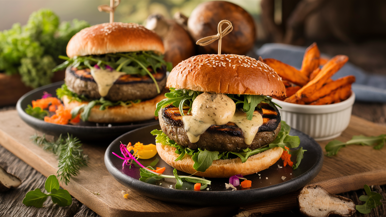 découvrez l'alliance parfaite entre les saveurs délicates des champignons truffés et la générosité d'un burger savoureux. une expérience culinaire inoubliable pour les amateurs de gastronomie qui souhaitent savourer un plat à la fois élégant et réconfortant.