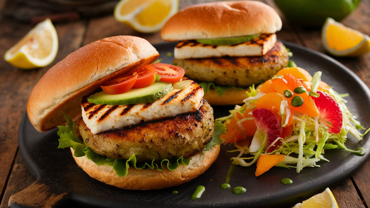 découvrez une délicieuse recette de burgers au halloumi mariné au peri peri, servis avec une slaw rafraîchissante aux agrumes. un mélange parfait de saveurs épicées et acidulées qui ravira vos papilles.