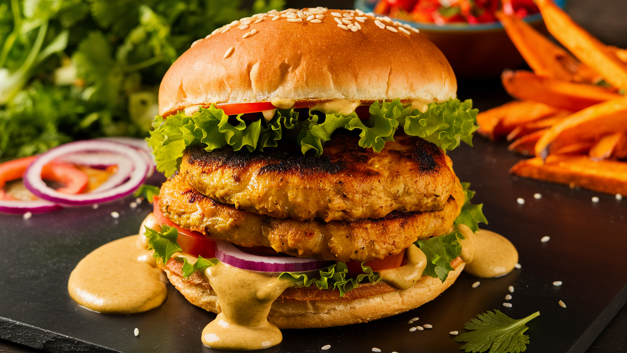 découvrez nos burgers de poulet au curry, une véritable explosion de saveurs qui ravira vos papilles. parfaitement assaisonnés et garnis d'ingrédients frais, ces burgers allient le croustillant du poulet et l'arôme envoûtant du curry pour une expérience culinaire unique. laissez-vous tenter et savourez chaque bouchée!