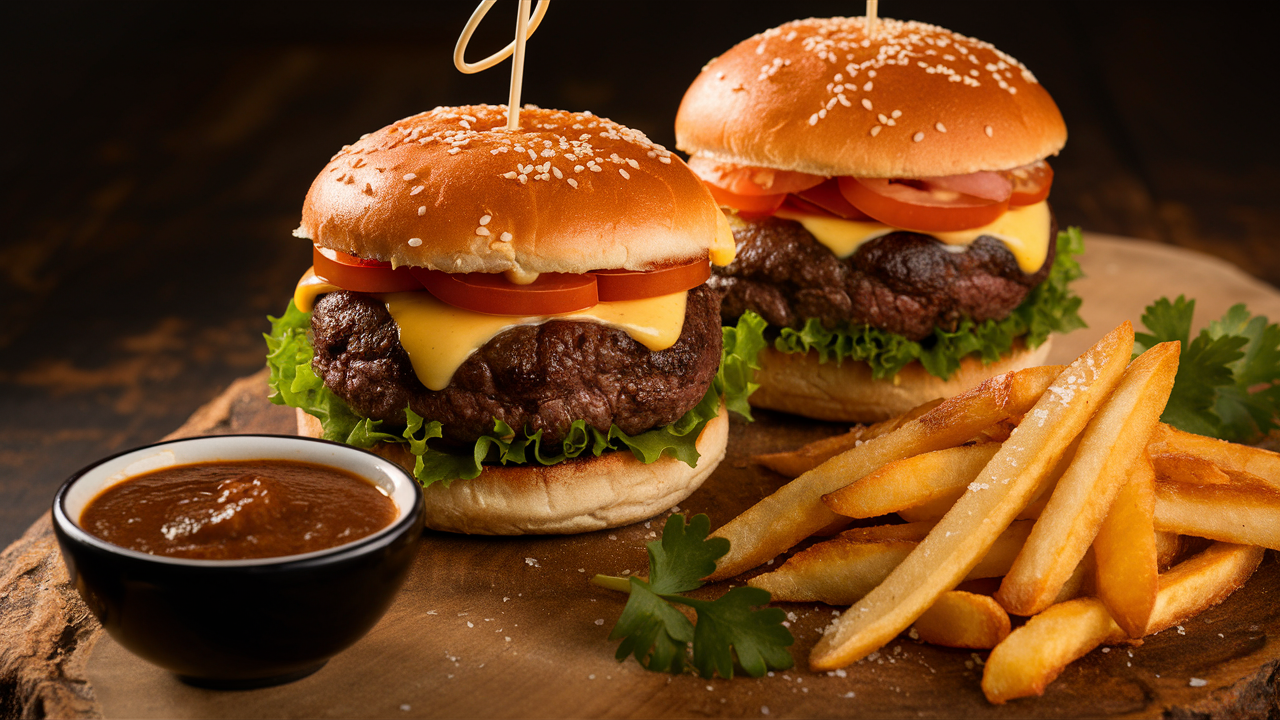 découvrez nos savoureux burgers de steak, accompagnés d'une délicieuse sauce au poivre pour une expérience culinaire inoubliable. un mélange parfait de goût et de textures qui ravira vos papilles à chaque bouchée !