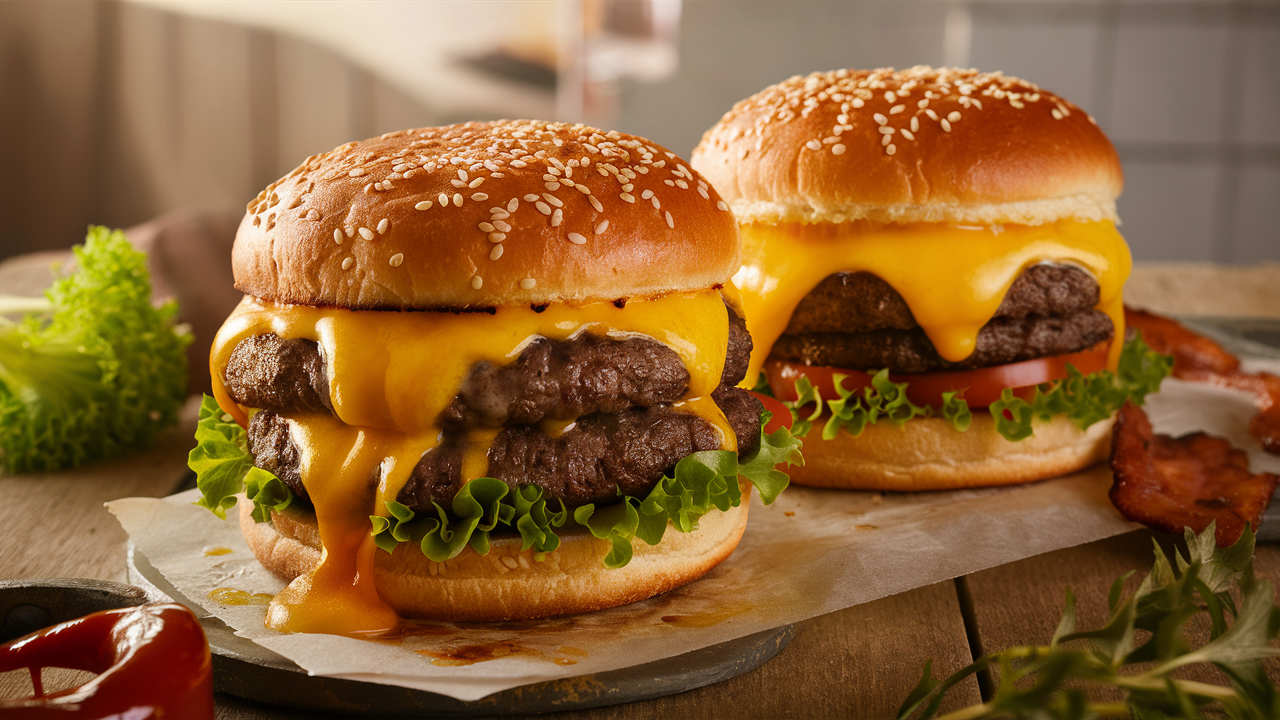 découvrez nos délicieux burgers juteux, généreusement farcis au fromage fondant pour une explosion de saveurs à chaque bouchée. idéal pour les amateurs de cuisine savoureuse et réconfortante !