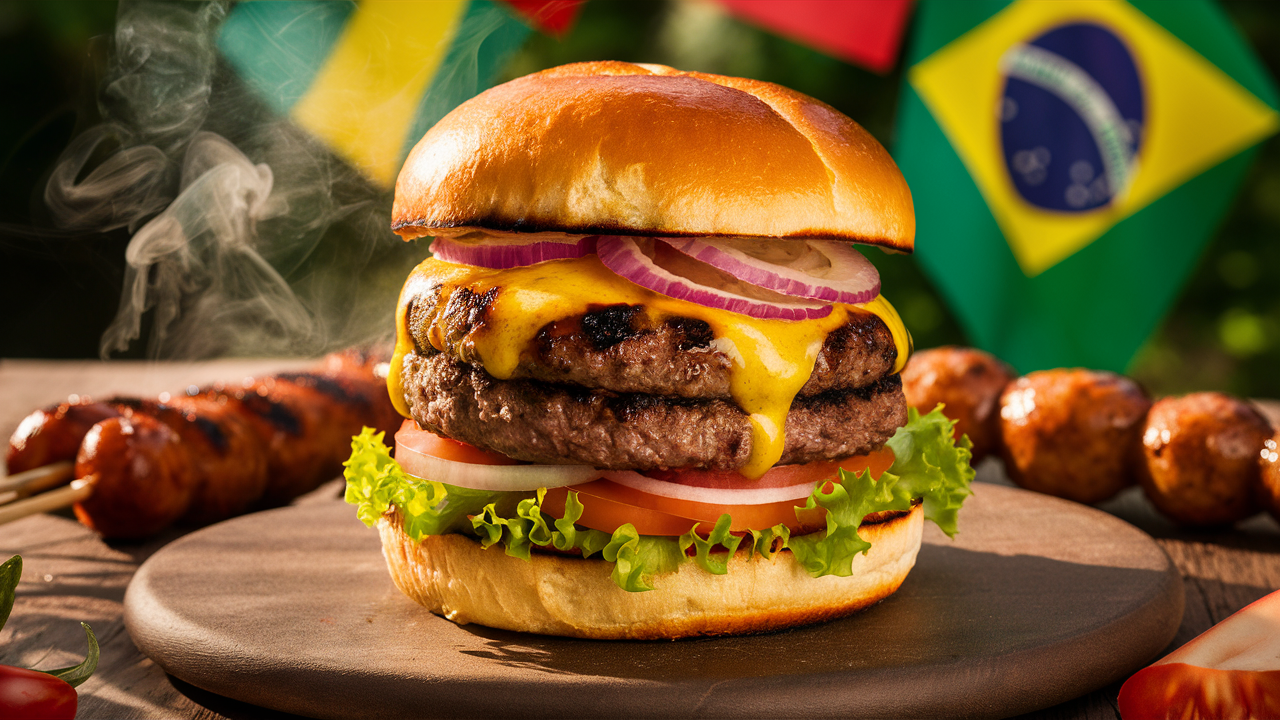 découvrez le goût unique du burger brésilien à la braise, un délicieux mélange de saveurs grillées et d'ingrédients frais qui éveillera vos papilles. savourez cette spécialité emblématique qui met en avant la cuisine brésilienne dans chaque bouchée.