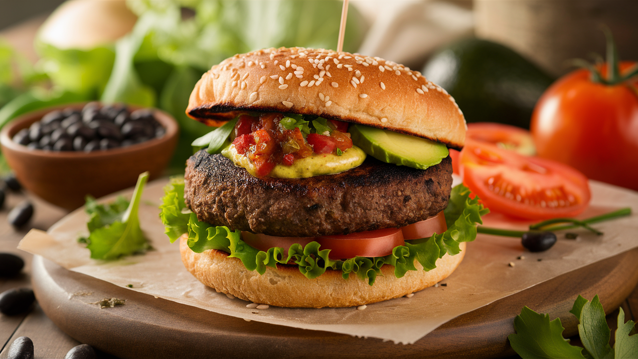 découvrez un hamburger succulent aux haricots noirs, alliant goût et nutrition. parfait pour une option végétarienne savoureuse, ce plat vous séduira par ses textures uniques et ses saveurs riches. idéal pour un repas convivial ou un pique-nique, cet hamburger ravira vos papilles et celles de vos invités.