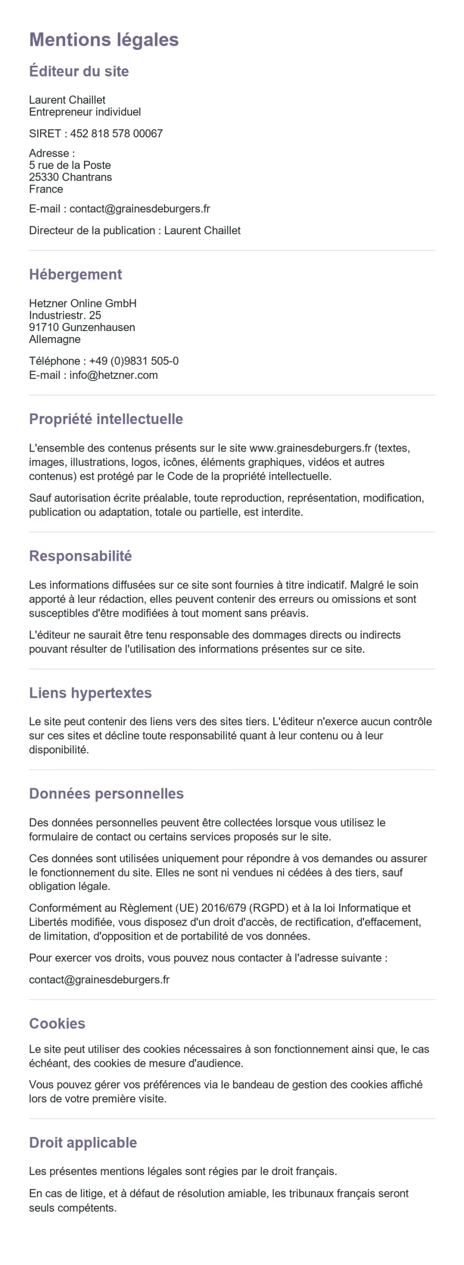 Mentions legales